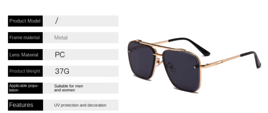 Vierkante chique zonnebril